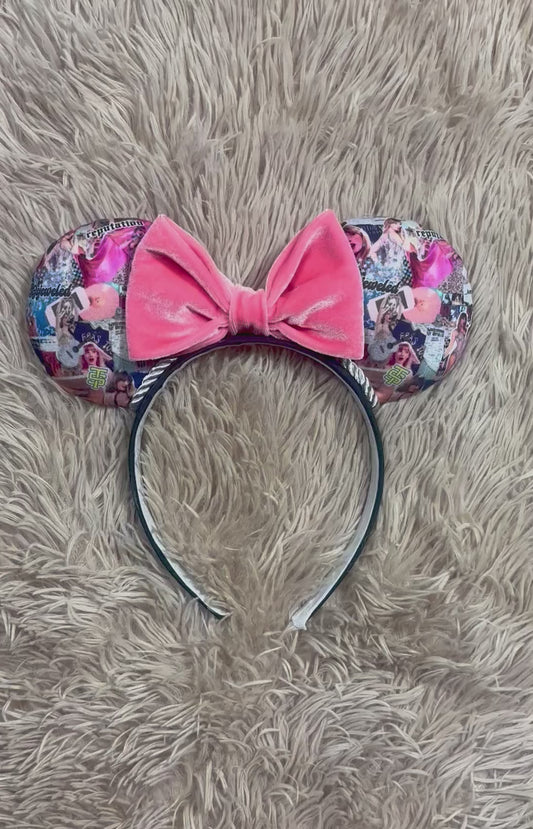 Sparkle & Shine Ear Headband – Handmade Custom Ears with soft pink Bow