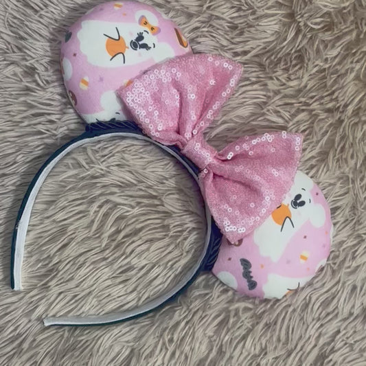 Pink Ghosts Ear Headband | Handmade Halloween Hair Accessory