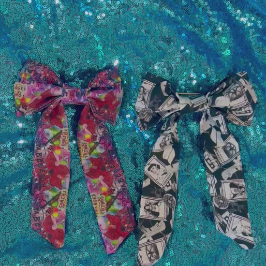 Handmade and ready to ship Stranger two pack hairbow bundle. Bows are French Tailed with barrette backing.