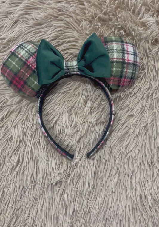 Plaid & Pine Green Ears