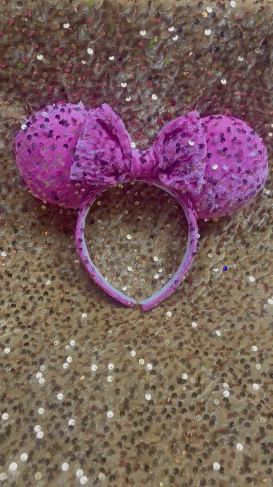 Pink Velvet Sequin Mouse Ears
